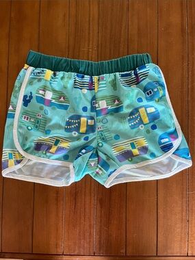 Aqua Camper-Print Girls' Athletic Shorts